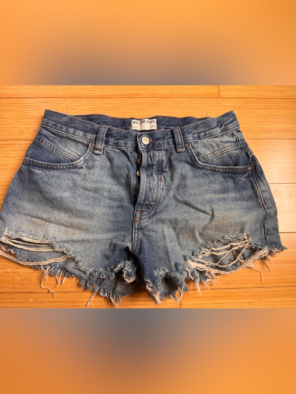 We The Free Distressed Light Blue Denim Cutoff Shorts